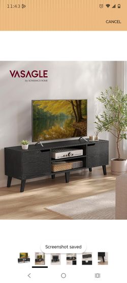VASAGLE Black TV Stand with Storage