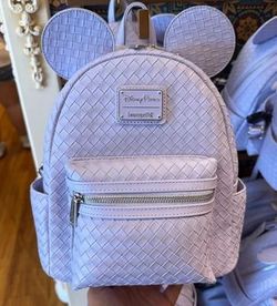 NEW Disney Parks  2026 Lavender Woven Mickey Backpack Bag Loungefly