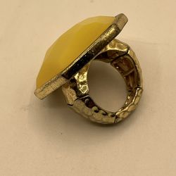 Huge Yellow Stone Ring- Stretchable Sizes 7-9