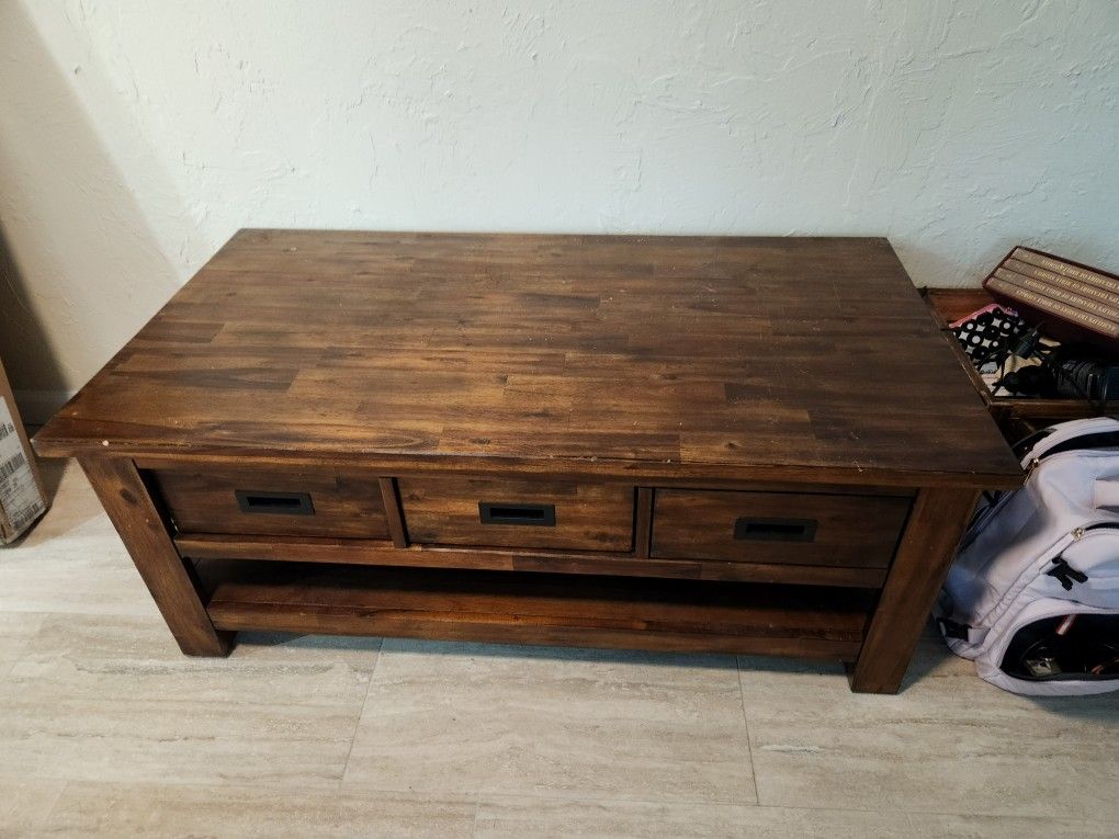 Coffee Table With Hidden Wheels