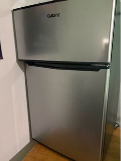 Galanz 3.1 Cu Ft Mini Fridge with Freezer – Stainless Steel, Energy Star, Two-Door Compact Refrigerator