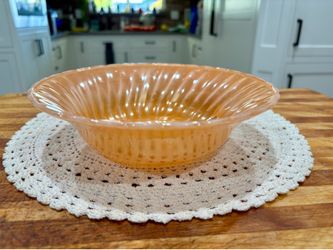 Vintage Anchor Hocking Peach Lustre Serving Bowl, Oven Proof, 8.5 Inches Top Diameter