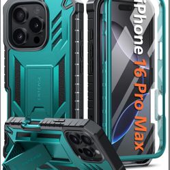 FNTCASE For IPhone 16 Pro-Max Case: Military Grade Drop Proof Protection Mobile Cover With Kickstand | Matte Textured Rugged Shockproof TPU | Protecti