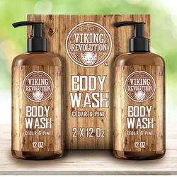 Viking Revolution Men's Body Wash - Cedar and Pine Oil Body Wash for Men - Mens Natural Body Wash