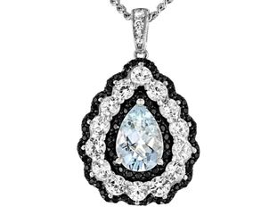 (Shipped Only) Aquamarine Rhodium Over Silver Pendant W/ Chain 4.4ctw
