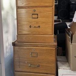 Two (2) Old Wooden File Cabinet
