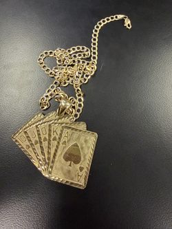 22’ diamond cut Cuban link chain 14k (chain) pendant 10k