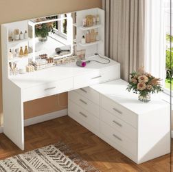White Vanity Desk with Storage Drawers | Makeup Vanity or Desk | $150 OBO