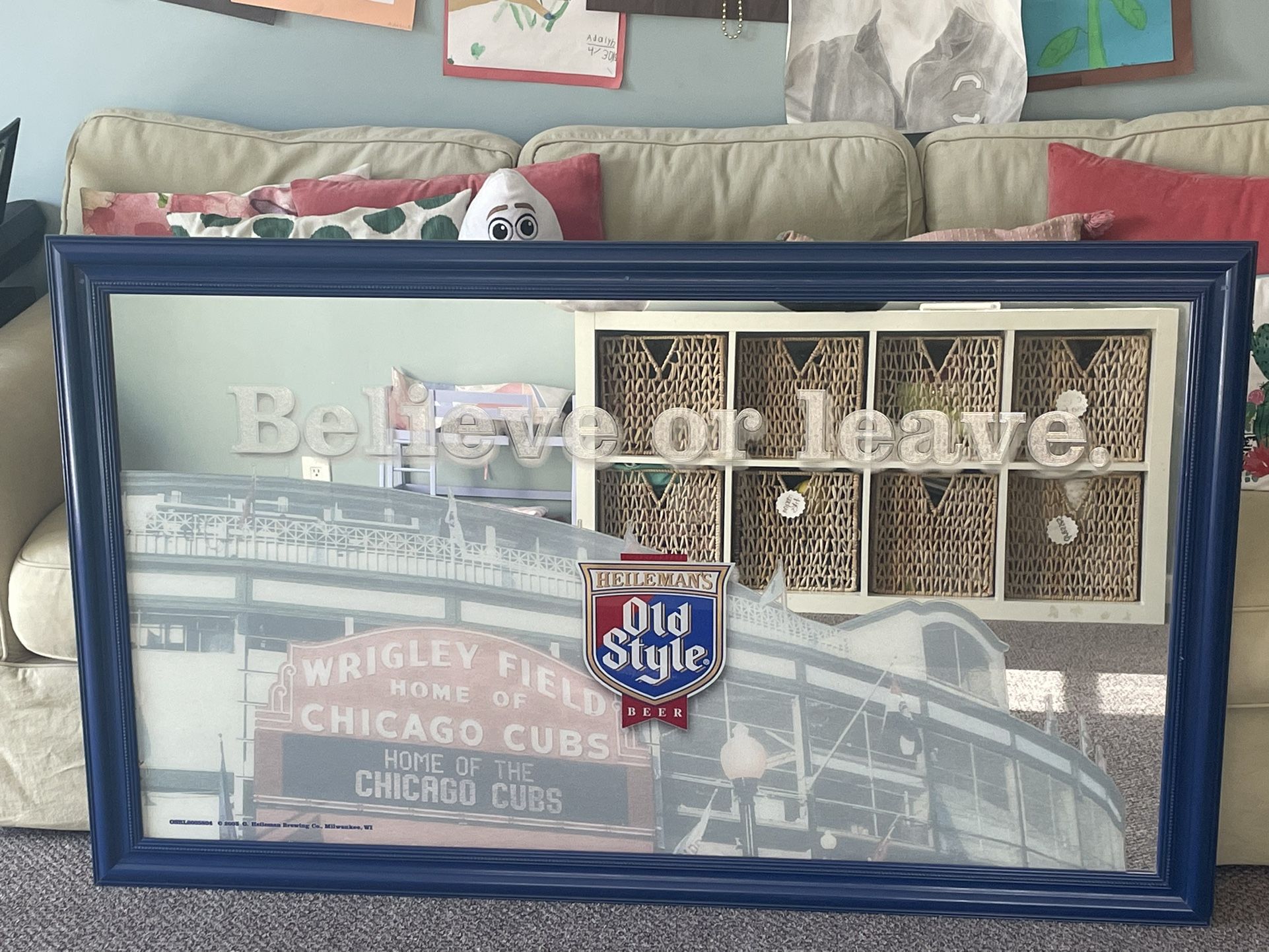 Cubs “Believe or Leave” Mirror. Heileman’s Old Style