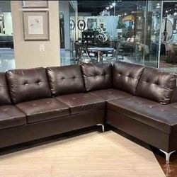 L Shaped Faux Leather Sectional Financing Available 