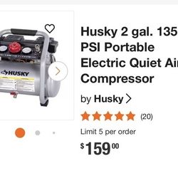 Husky 2 Gallon 135 Psi  Quiet Air Compressor 