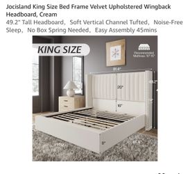 Brand New Sealed in Box King Size Upholstered Bedframe with Headboard