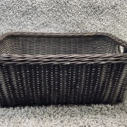Wicker Basket Decorative Accents Storage Home Rectangular Dark Brown Color