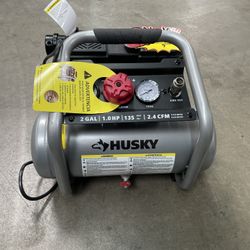 2 Gal. 135 PSI Portable Electric Oil-Free Quiet Jobsite Air Compressor with Dual Pressure Gauges and 1-Quick Coupler