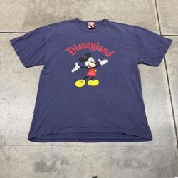 vintage disneyland made in usa mickey mouse navy shirt size xl