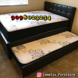 Full/Twin Expresso Trundle Beds w. Orthopedic Mattresses Included 