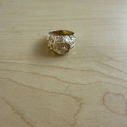 Gold Nugget Mercedes Ring 10k