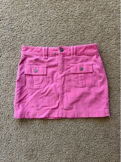 pink corduroy cargo skirt