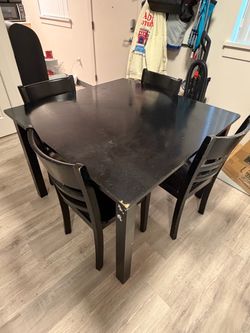 Black Wood Dining Table with 4 Chairs