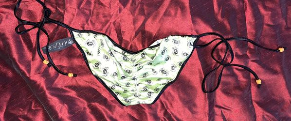 Halloween bikini bottoms - Green Satin / Spiders / Pumpkins