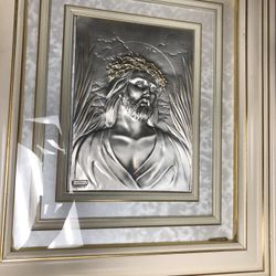 Amazing Silver Jesus Framed Artwork 