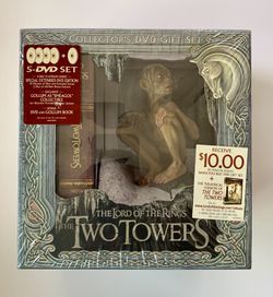 2003 LOTR Lord of the Rings Two Towers 5 DVD Gift Set & GOLLUM as Sméagol Collectible Figure SEALED