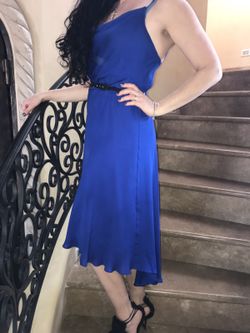 Haute hippie blue high low dress size small. Hundred percent silk