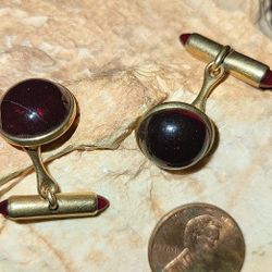 Ruby Red/Gold Krementz Cufflinks 