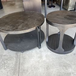 Distressed Wood Coffee & Side Table