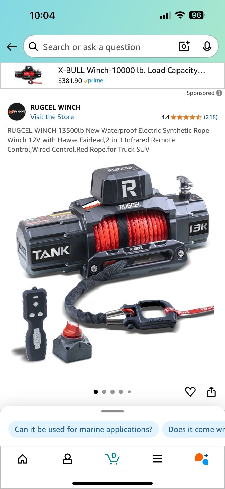 Rigel Winch 13500lb Remote Control