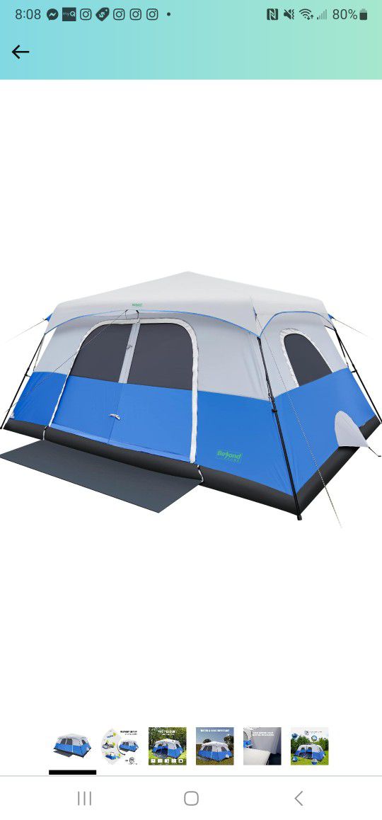 Instant Cabin Tent, 8 Person/10 Person Camping Tent Setup in 60 Seconds with Rainfly & Windproof Tent with Carry Bag for Family Camping & Hiking