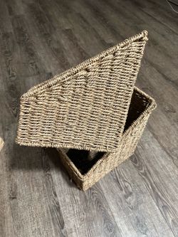 Paper storage rattan bins 2pcs