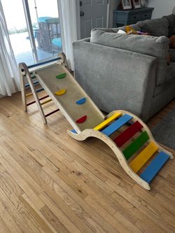 Wooden Pikler Triangle Set with Ramp and Rocker