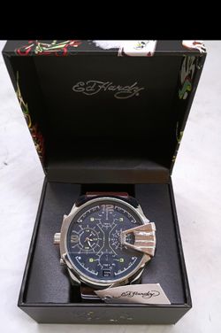 Ed Hardy Black and Silver Chronograph Watch nwt