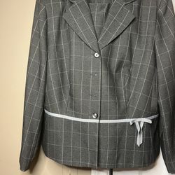 Grey Plaid 2 Pc Mini Skirt Suit