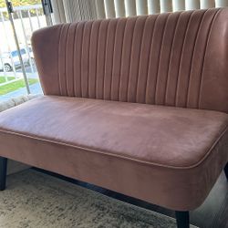 Pink Velvet Loveseat 