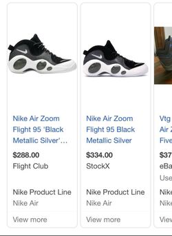 NIKE AIR FLIGHT ZOOM 95 BLACK & METALLIC SIVER (RARE SHOES) SIZE 10.5🔥