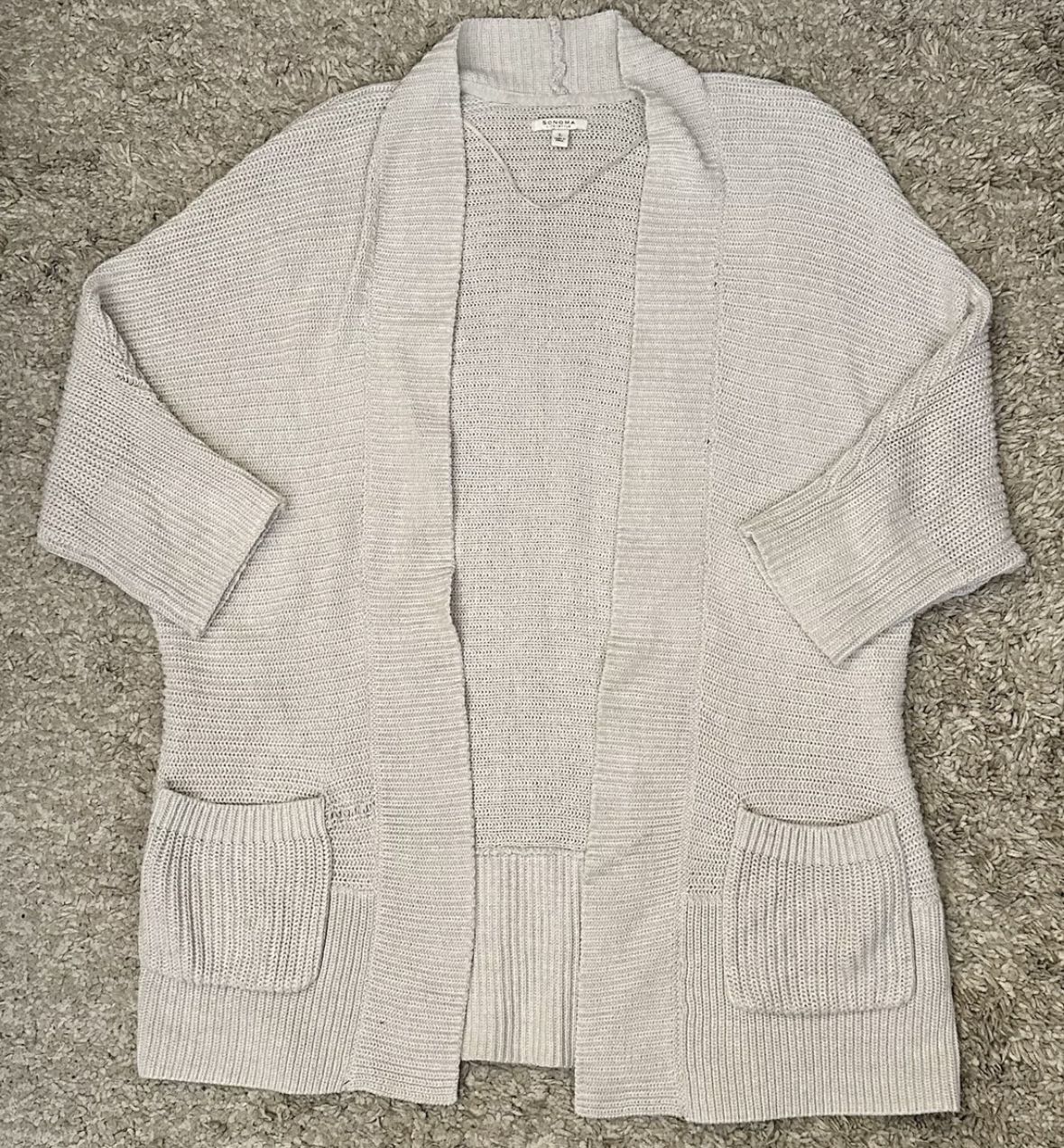 Sonoma Women’s L Beige Cotton/Polyester Open Front 3/4 Sleeve Cardigan Sweater