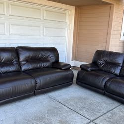 Gorgeous Real Leather Couch/Sofa + Loveseat with Recliners | FREE DELIVERY