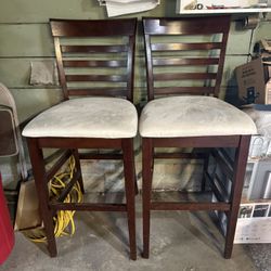 Set Of 2 Wooden Stools 