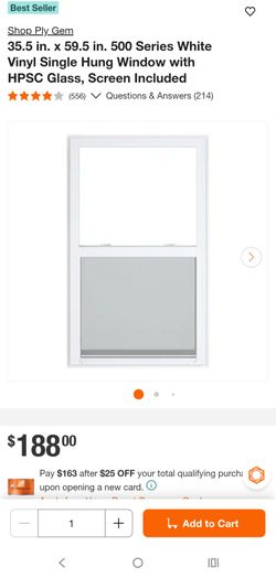 Ply Gem 500 Series White Vinyl Single Hung Window