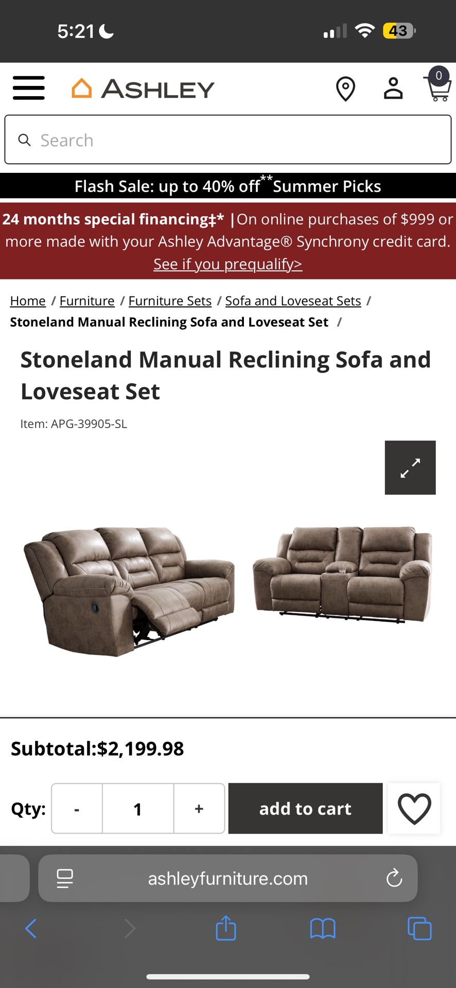 Reclining Sofa and Loveseat Set