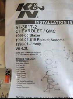 Chevrolet s10/blazer cold air intake