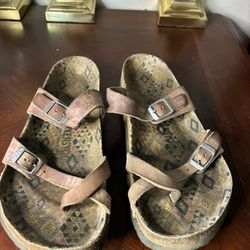Birkenstock Leather Mayari Ethno Ochre Strap Buckle Slip On Sandal Women’s 39
