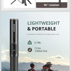 60" Phone Tripod - Selfie Stick, Lightweight All in One Phone Tripod Integrated with Wireless Remote Compatible with All Cell Phones for Selfie/Video 