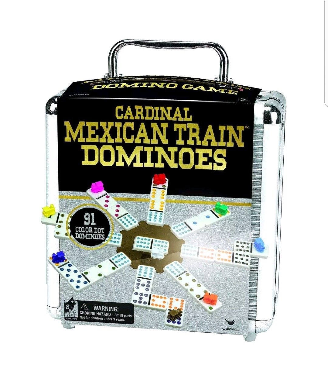 Mexican Train Dominoes Game Set Double 12 Color Domino Cardinal Aluminum Case. Condition is New.