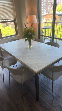 Dining Room Table - Crate & Barrel 72” Modern Marble