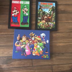 Set Of 3 Nintendo Super Mario Brothers, And Donkey Kong Room Decor