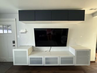 IKEA Entertainment Center / Wall Storage Unit – White & Navy Blue