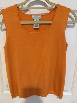 Women's Orange White Stag Sleeveless Tank in size L